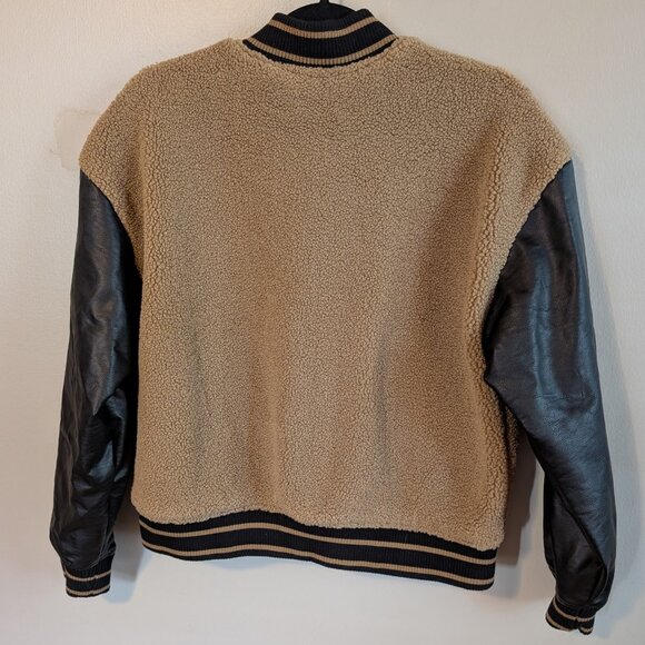 Steve Madden Size Medium Florence Bomber Jacket Faux Leather Varsity Snap - Picture 10 of 13